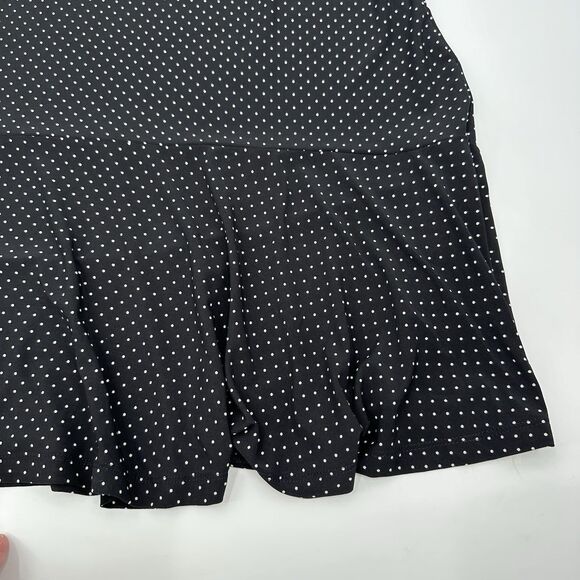 Chaps Skirt 1X Black White Polka Dot A-Line Jersey Knit Pull On Knee Length NEW - Picture 4 of 8